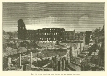 Le Colisée de Rome éclairé par la lumière électrique
